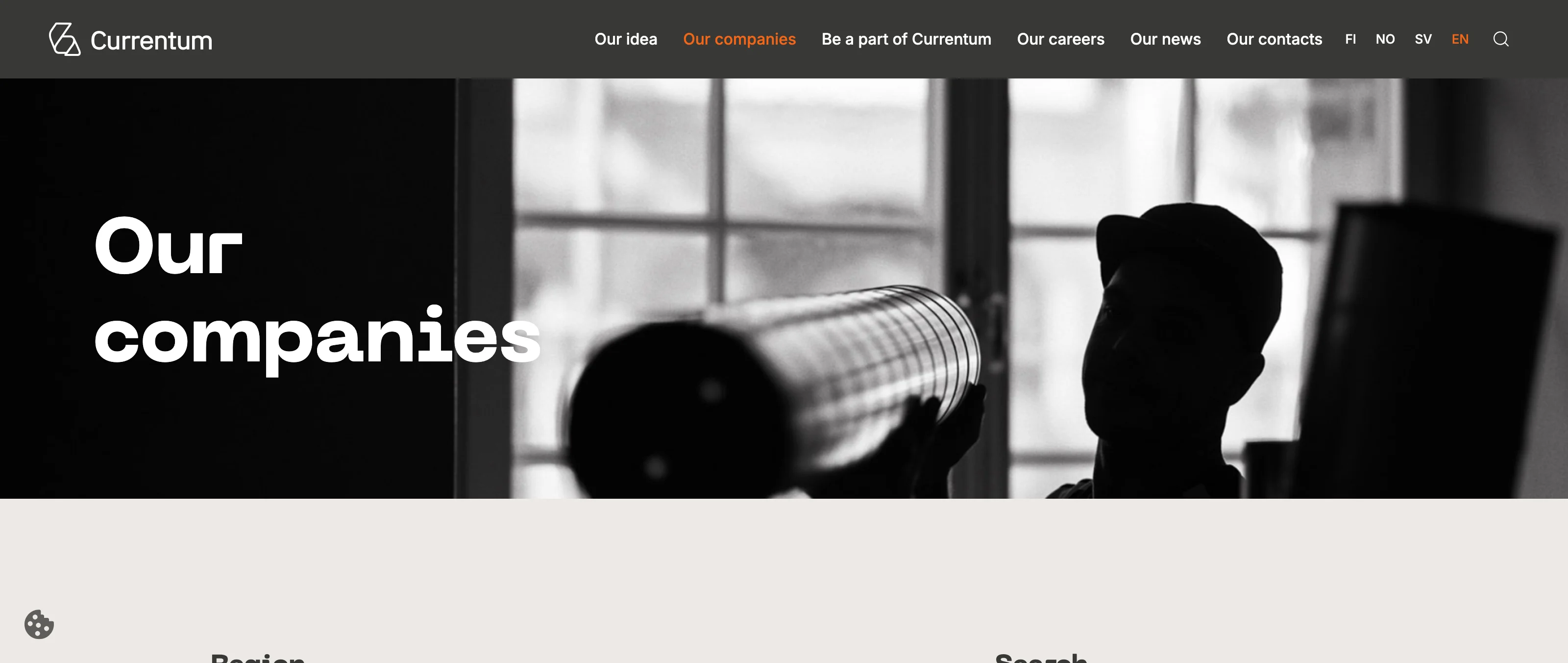 The English start page of the group site