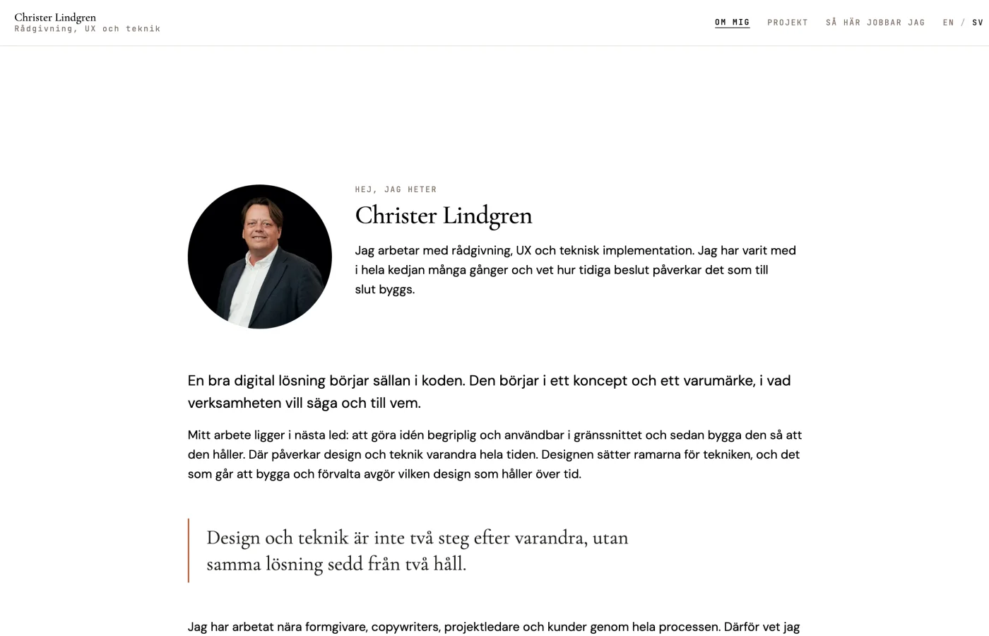 Steg tre, byggd med Claude Code: den färdiga siten, på samma designsystem
