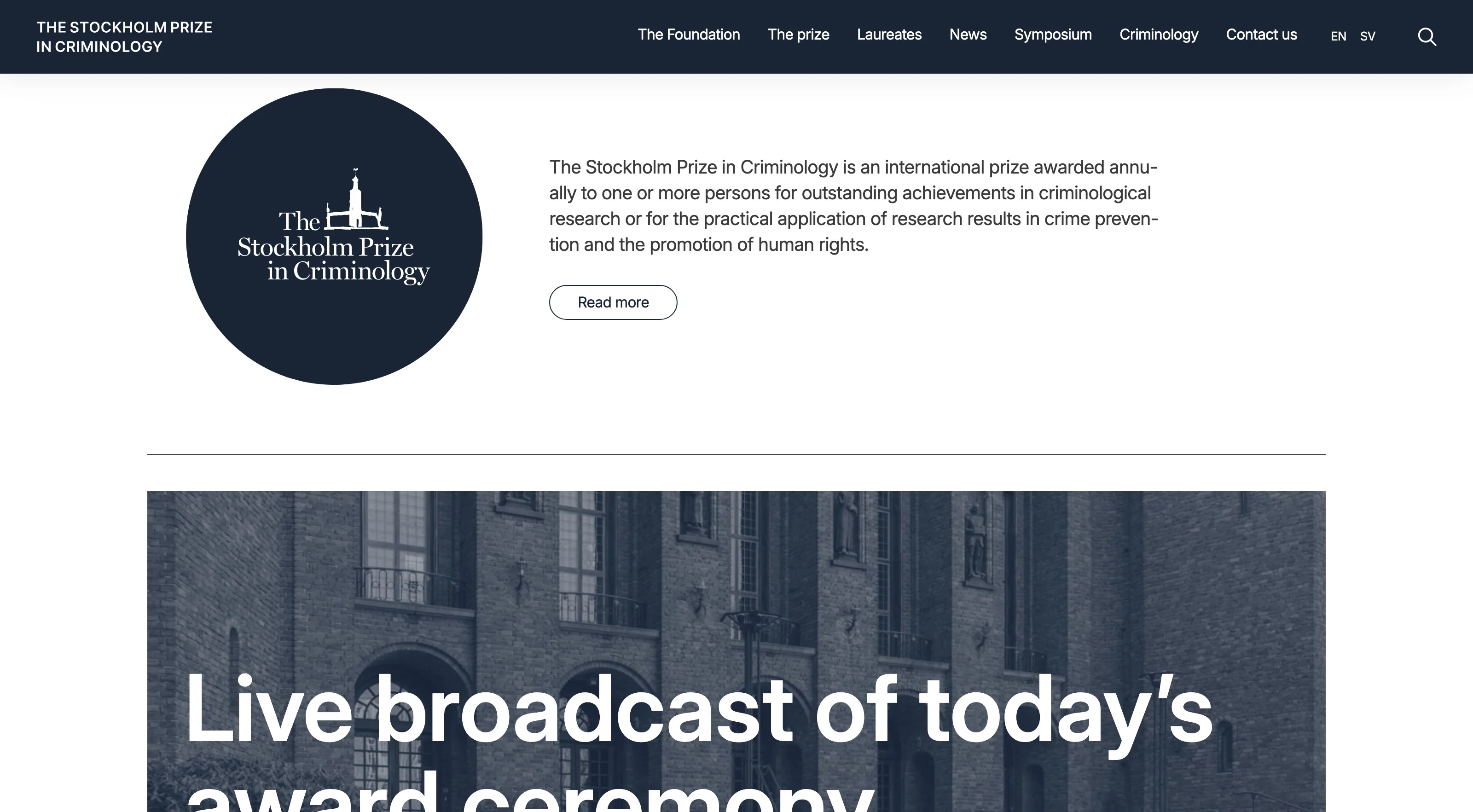 The English version, with the prize logo and introduction